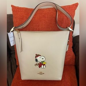 NWT Coach X Peanuts Val Duffle With Snoopy Cuddle Motif